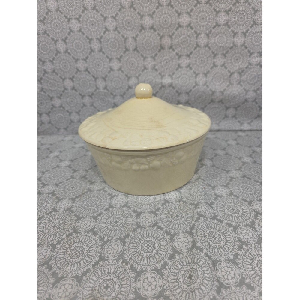 Crooksville‎ Round 1.75 Qt. Casserole Dish with Lid Cream Fruit Border MCM